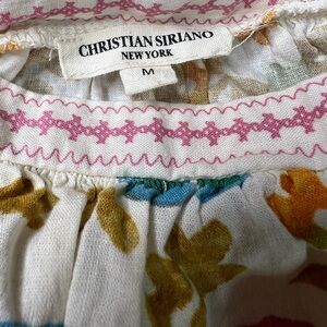 Christian Siriano New York Floral Boho Top – Size Medium – Linen Rayon Blend